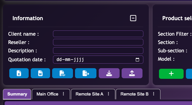 Export options in QuoteOnline